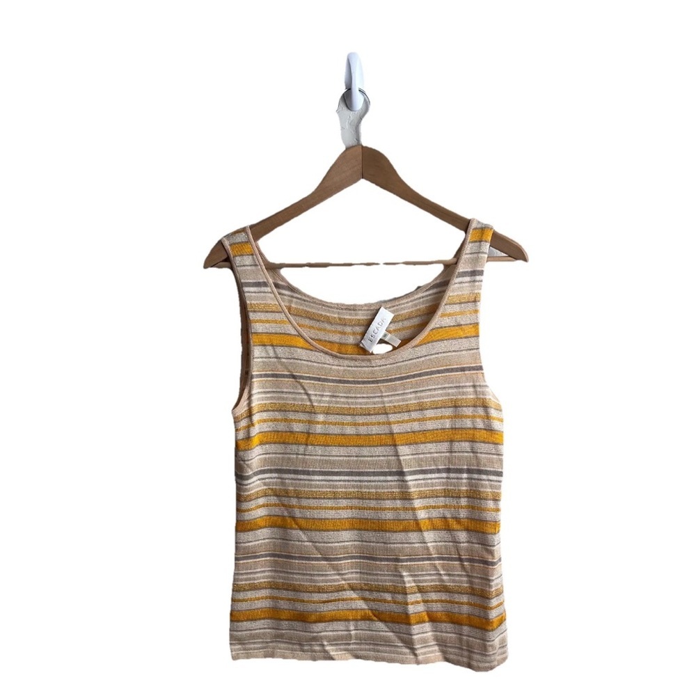 ESCADA Classic Striped Metallic Thread Knit Tank Top
